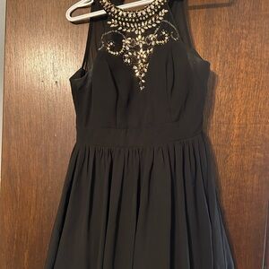 Abby Paris Black Dress with Gold Beading